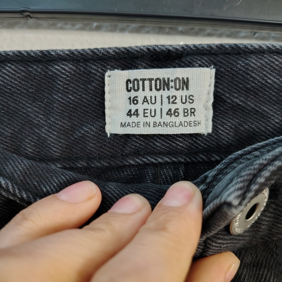 Cotton On Women's Midnight Black Curve Baggy Straight Leg Jeans Sz 12 High Rise - Picture 11 of 14